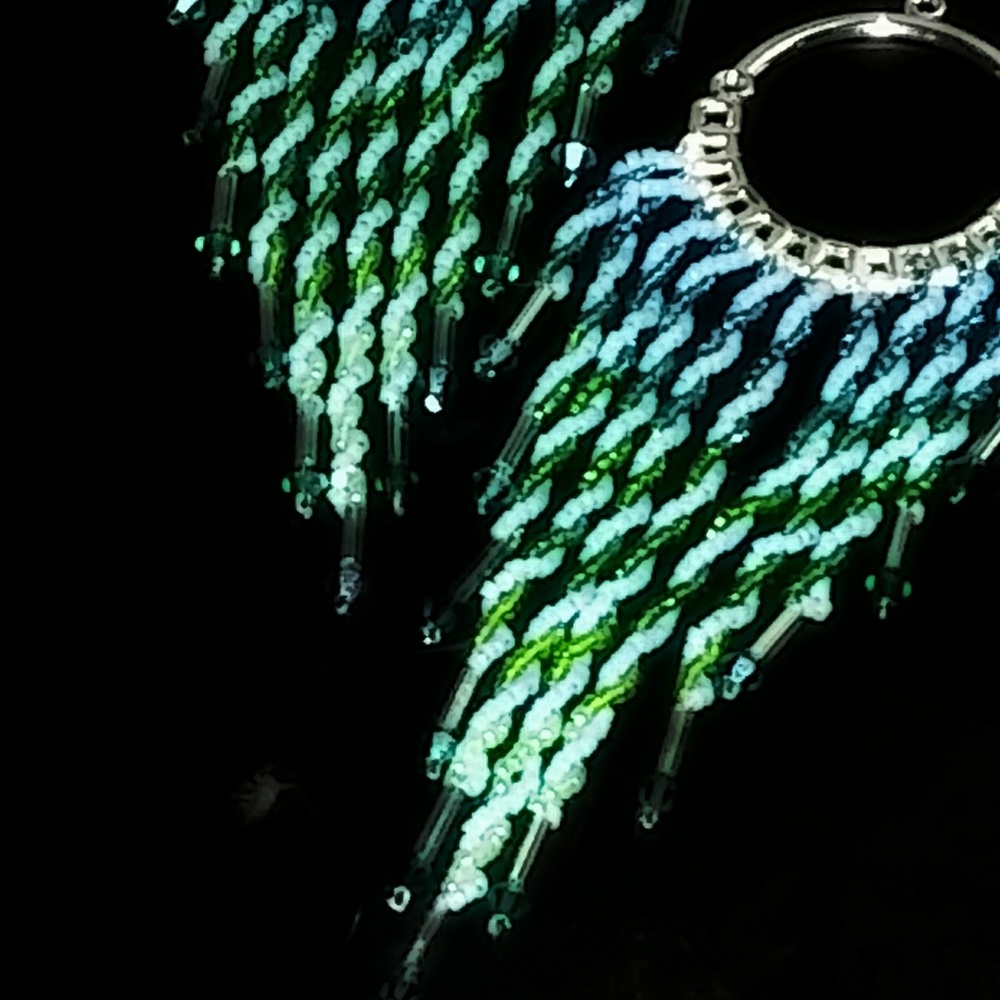 Beaded Handmade Twisted Seas Long Hoop Earrings - Picture 6 of 8